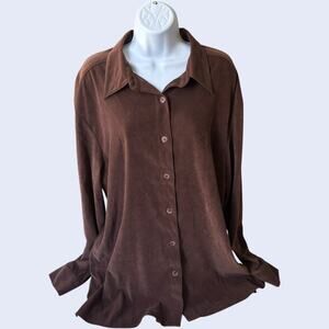 Real Comfort XL Y2K Button Down Shirt Brown Minimalist Relaxed Fit